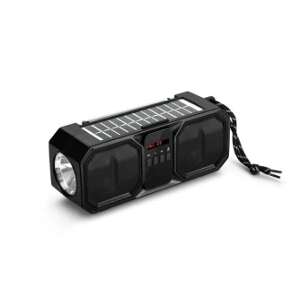 Afbeelding van Denver Noodradio Bluetooth Speaker Solar Powerbank 80W FM Radio Zaklamp USB BTG158 Zwart