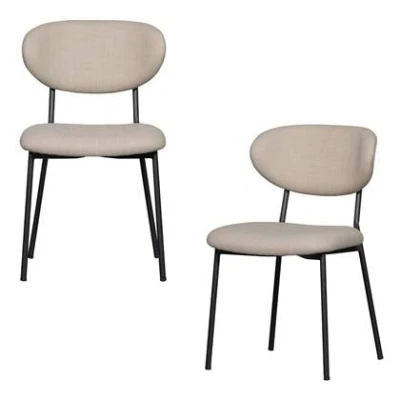 Afbeelding van WOOOD Kjeld Eetkamerstoel Polyester Naturel Set van 2