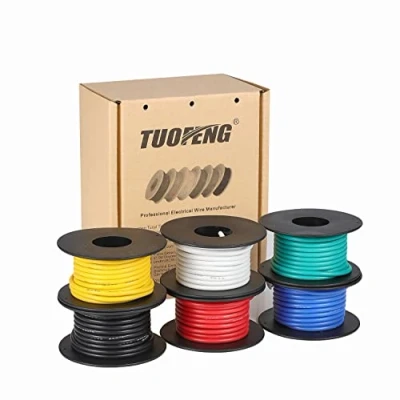 Afbeelding van Tuofeng Elektriciteitsdraad, flexibele siliconen draad, verbindingsdraad, set van 6 spoelen 4,6 m in verschillende kleuren, 600 V, streng bestand tegen hoge temperaturen, 16 AWG