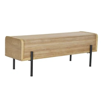 Afbeelding van Tv meubel shoe removing chair wood metal 120x40x35 natural metaal