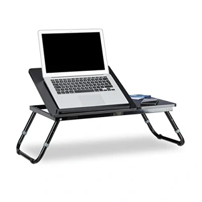 Afbeelding van relaxdays laptoptafel hout bedtafel opklapbaar bed bank tafel tafeltje