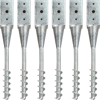 Afbeelding van Grondpinnen 6 st 7x7x56 cm gegalvaniseerd staal zilverkleurig