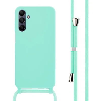 Afbeelding van iMoshion hoesje Geschikt voor Samsung Galaxy A15 (5G) / (4G) met koord Siliconen Mintgroen