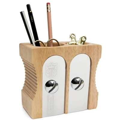 Afbeelding van SUCK UK pennenhouder Houten bureau opslag en puntenslijper kantooraccessoires Organizer voor kantoorbenodigdheden Potloodhouder kantoor Geschenken