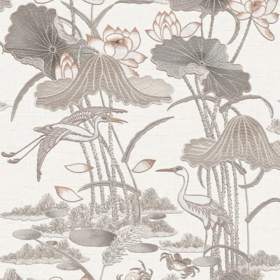 Afbeelding van Dutch Wallcoverings Tapestry Lotus Pond Grey TP422701