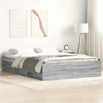 Afbeelding van Bedframe Bruineikenkleurig 140X200 cm 150 x 200 / Grijs sonoma