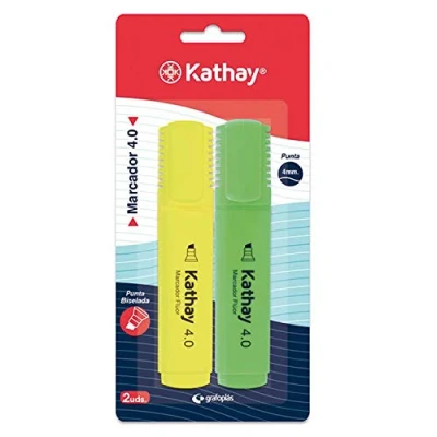 Afbeelding van Kathay 86211997 markeerstiften, 2 stuks, geel en groen, afgeschuinde punt 4 mm
