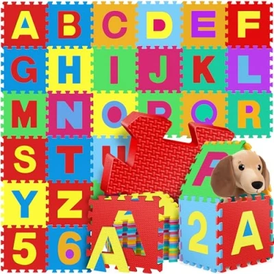 Afbeelding van Kidiz 86 delige speelmat, puzzelmat, kindermat, beschermmat, kinderspeelmat, schuimrubberen mat, ABC leermat, puzzelmat