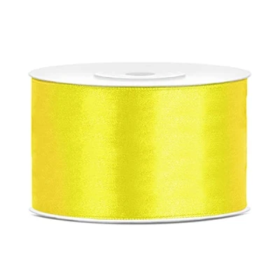 Afbeelding van Satijnlint, polyester, strik en geschenkverpakking, 6/12/25/38/50/100 mm x 25 m (maat 50 kleur: geel)