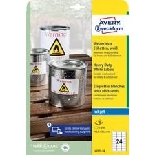 Afbeelding van AVERY Zweckform 10 stuks weerbestendige etiketten voor inkjetprinters (480 stickers, 45,7 x 21,2 mm, DIN A4, extreem duurzaam, waterbestendig, bedrukbaar, buitengebruik) wit J4778