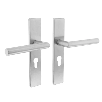 Afbeelding van Intersteel Deurkruk Hoek 90 op rechthoekig schild profielcilindergat 55 mm rvs geborsteld