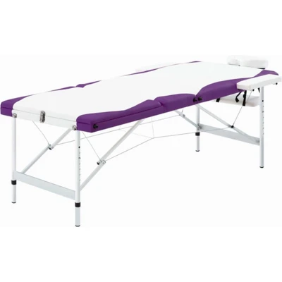Afbeelding van vidaXL Massagetafel inklapbaar 3 zones aluminium wit en paars