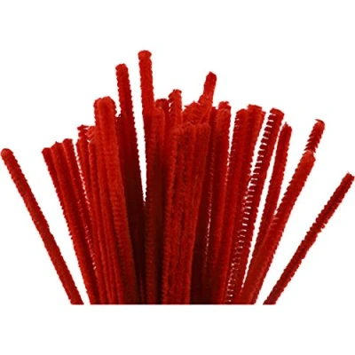 Afbeelding van Chenille draad rood 6 mm x 30 cm 50 stuks