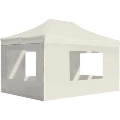 Afbeelding van Partytent inklapbaar met wanden 4,5x3 m aluminium crème