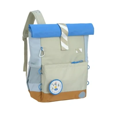 Afbeelding van LÄSSIG sac à dos de maternelle, déroulable, pour enfant, avec sangle poitrine, imperméable, 11 litres/mini vert et bleu