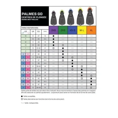 Image de Palmes Go Avec Sangle Coloree Taille M L/41 43