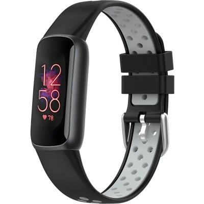 Afbeelding van iMoshion Bandje Geschikt voor Fitbit Luxe/Grijs Siliconen sport band zilveren gesp zonder pinnetje Zwart