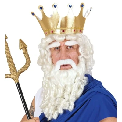 Afbeelding van Pruik Zeus met baard, snor en wenkbrauwen