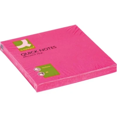 Afbeelding van Q Connect, Plakbriefje, Sticky note pad 75x75 mm 80 vellen neon roze (75 x 75 mm)