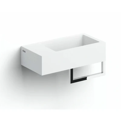 Afbeelding van Clou Flush 3 toiletfontein Mat wit Links Met kraangat handdoekhouder