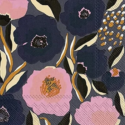 Afbeelding van IHR Marimekko Rosarium 20 servetten, 3 laags, papier, 33 cm, blauw roze