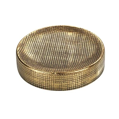 Afbeelding van Wenko, keramische zeephouder, zeepbakje &#039;Rivara&#039;, handgeschilderd goud, Ø10.2 (l/b) x 2.5 (h) cm