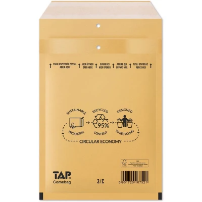 Afbeelding van Comebag luchtkussenenveloppen, ft 150 x 215 mm, met stripsluiting, bruin, doos van 100 stuks enveloppen