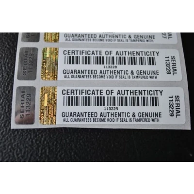Afbeelding van 250 x COA certificaat van echtheid veiligheidszendingen stickers/etiketten met hologrammen en bijbehorende kleine etiketten