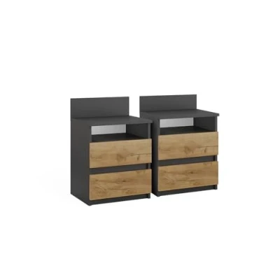 Afbeelding van Vicco Nachtkastje Monty, Antraciet/Antraciet, 39.6 x 59.1 cm Set van 2