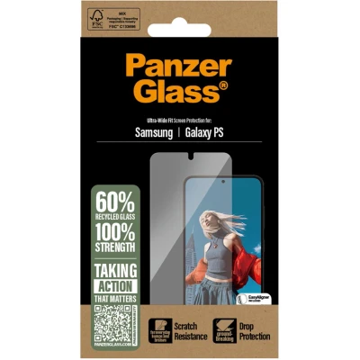 Afbeelding van PanzerGlass Ultra Wide Fit Anti Bacterial Screenprotector voor de Samsung Galaxy S25 Edge