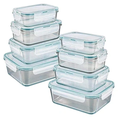 Afbeelding van GOURMETmaxx Klick it glazen vershoudbakjes 16 st transparant/emerald