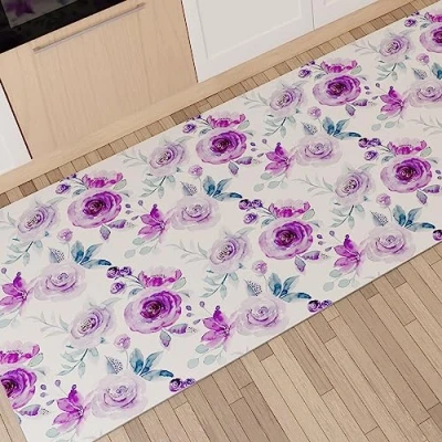 Afbeelding van Petti Artigiani Italiani keukenmat, antislip en wasbaar, 52 x 280 cm, bloemenpatroon 02, 100% Made in Italy