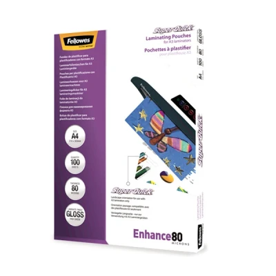Image de Fellowes SuperQuick pochette de plastification A4 brillante 2x80 microns (100 pièces)