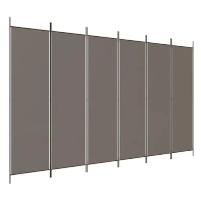 Afbeelding van Kamerscherm met 6 panelen 300x200 cm stof antracietkleurig