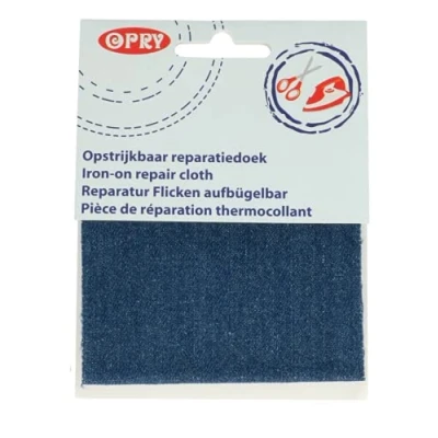 Afbeelding van OPRY REPARATIEDOEK JEANS OPSTRIJKBAAR 10X40CM M.BLAUW