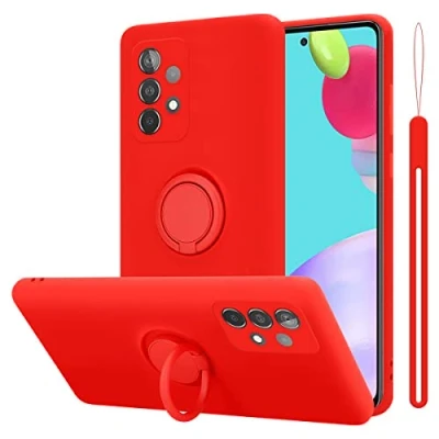 Afbeelding van Cadorabo Hoesje geschikt voor Samsung Galaxy A52 (4G / 5G) A52s in LIQUID ROOD Beschermhoes van flexibel TPU silicone Case Cover met ring