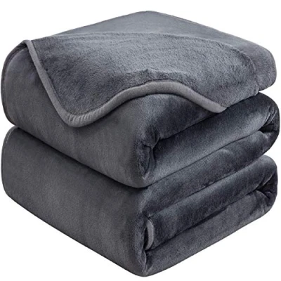 Afbeelding van Plaid Dikke Fleece Deken 150x200 cm Donkergrijs Zacht en Warm Dubbele Beddeken Flanellen Sofa Throw Dubbelzijdig Omkeerbaar