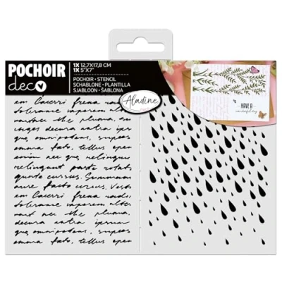 Afbeelding van Aladine Stencil 13x18cm Written Words &amp; Drops (81258)