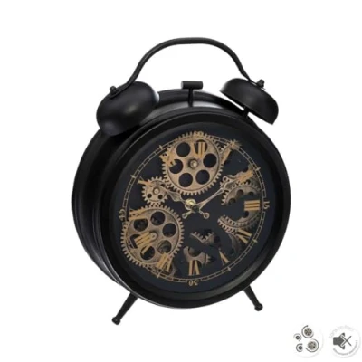 Afbeelding van Atmosphera Tafelklok Lausanne Antiek look zwart Dia 26 cm glas/metaal