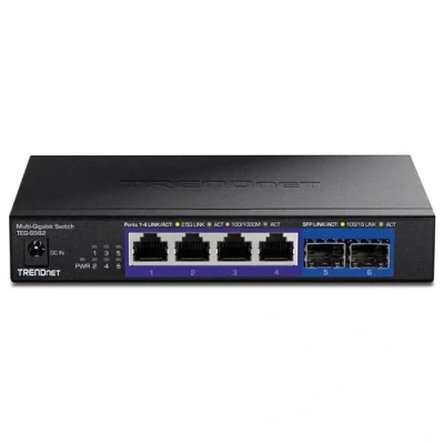 Image de TRENDnet TEG S562 Version v1.0R commutateur multi Gigabit non géré 4 x 10/100/1000/2.5G + 2 10 SFP+ fixation murale Conformité TAA