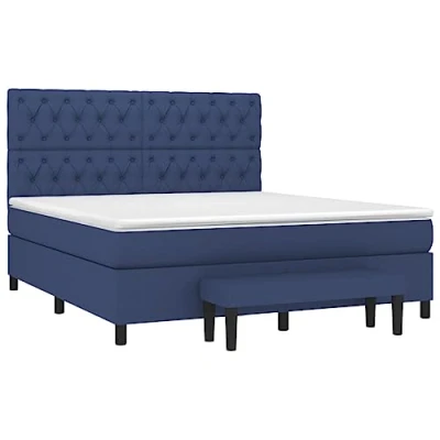 Afbeelding van vidaXL Boxspring met matras stof blauw 160x200 cm