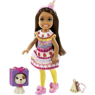 Afbeelding van Barbie Club Chelsea Meisje met Cupcake Jurkje 15 cm Minipop