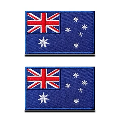 Afbeelding van 2 stuks geborduurde patches met sluiting Australische vlag Voor rugzakken, uniformen, vesten, jersey jassen