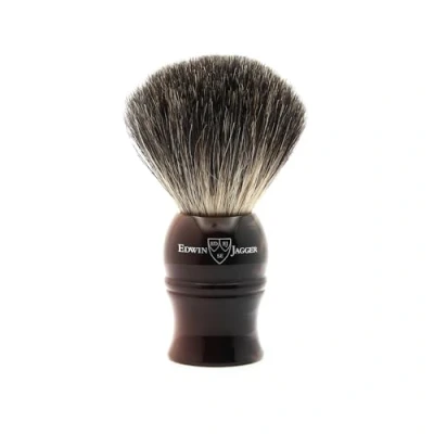 Afbeelding van Edwin Jagger 1EJ332 Handgemaakte scrub scheerkwast van dassenhaar voor hoogwaardig schuim met scheercrème of scheerzeep dames en heren (imitatie heldere hoorn)