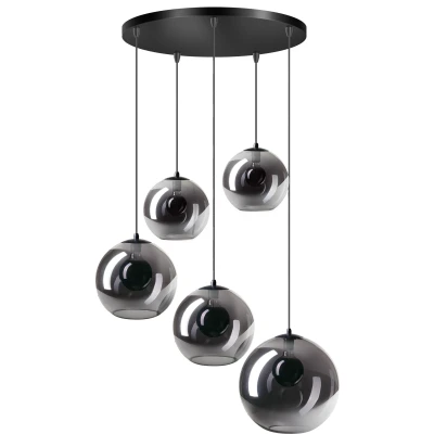 Afbeelding van Videlamp hanglamp Expo ETH Orb glas zwart rookglas rookglazen 340cm smoke