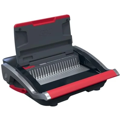 Afbeelding van GBC CombBind® CB25 Handmatige Inbindmachine Plastic Bindruggen 450 Vel Zwart/ Rood