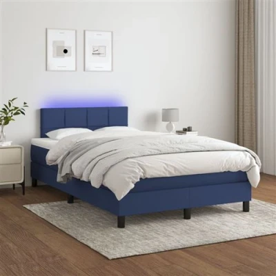 Afbeelding van vidaXL Boxspring met matras en LED stof blauw 120x200 cm