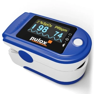 Afbeelding van Pulox PO 200A solo pulsoximeter met alarm en blauwe toon voor het meten van hartslag zuurstofverzadiging de vinger