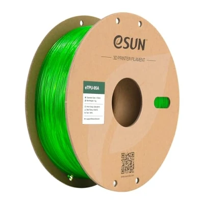 Afbeelding van eSUN TPU 95A filament 1,75 mm, flexibel, 3D printer, TPU, nauwkeurigheid +/ 0,05 spoel van 1 kg, printerfilament voor printers, transparant groen