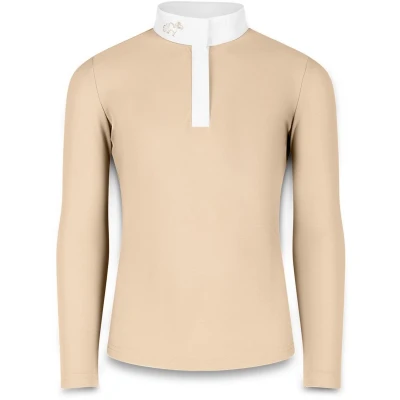 Afbeelding van Kentucky Horsewear Wedstrijdshirt Sammy Meisjes Lange Mouw Beige Maat 120 Ademend &amp; Elastisch